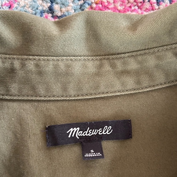Madewell | Women’s Olive Green Button Front Single Breast Pocket Shirtdress Sz S - Picture 14 of 16